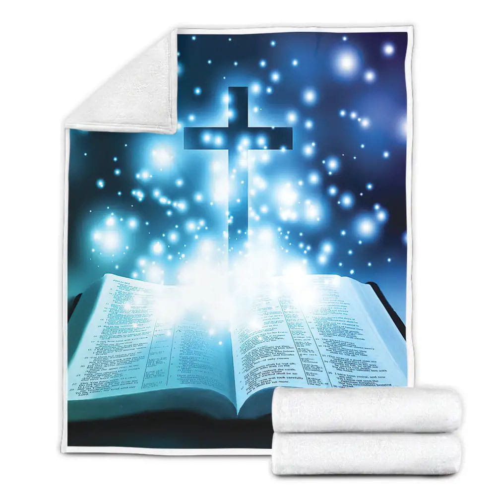 Christianity Jesus Radiant Light Cross Fleece Blanket Gift For Birthday Halloween Christmas Thanksgiving