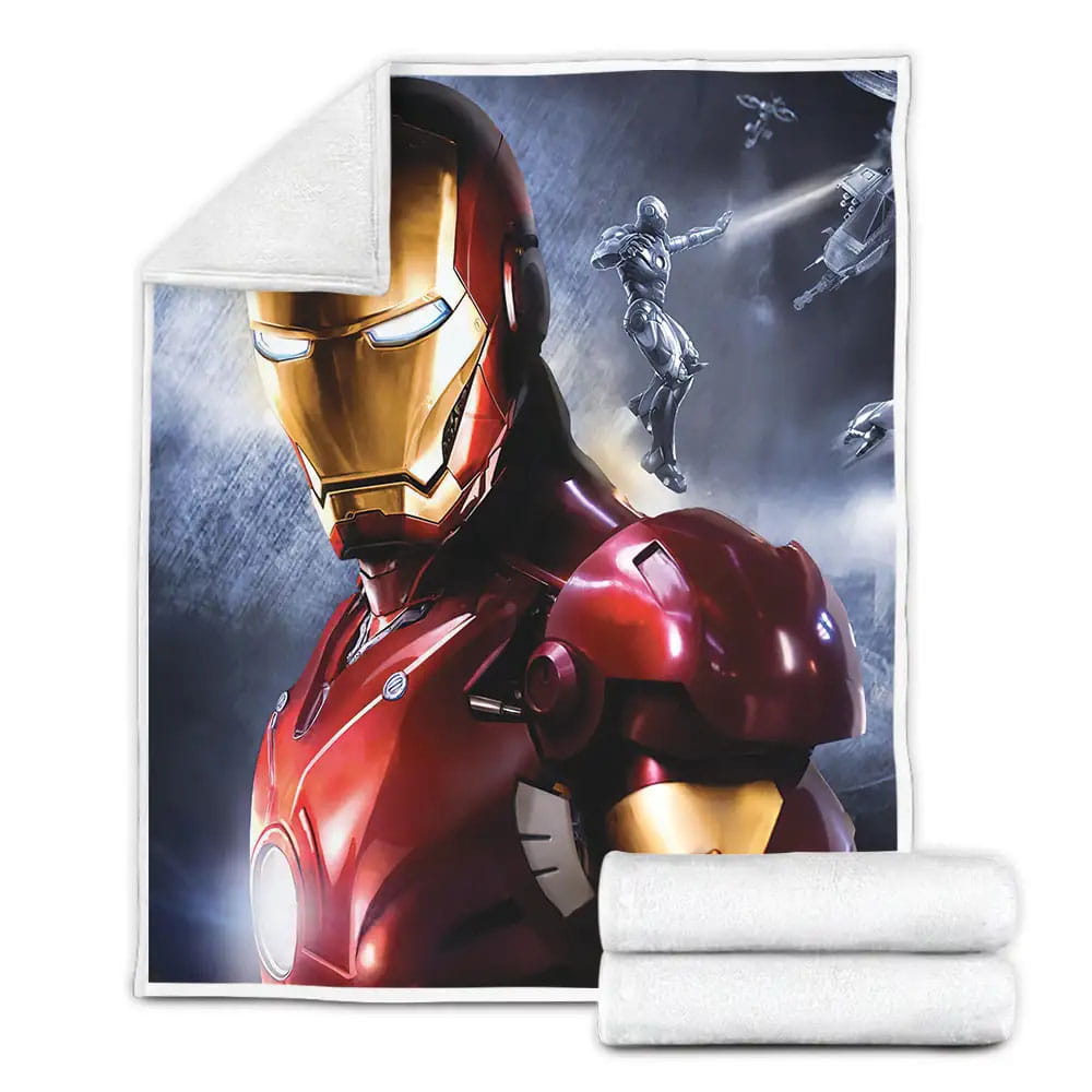 Marvel Iron Man Suit Close Up Portrait Fleece Blanket Gift For Birthday Halloween Christmas Thanksgiving