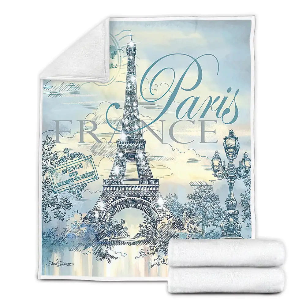 Eiffel Tower In Beautiful Paris France Fleece Blanket Gift For Birthday Halloween Christmas Thanksgiving