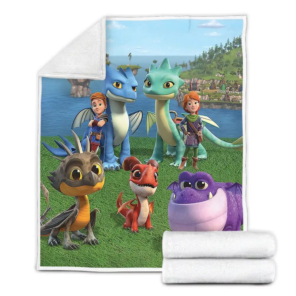 Dragons Rescue Riders The Main Poster Fleece Blanket Gift For Birthday Halloween Christmas Thanksgiving