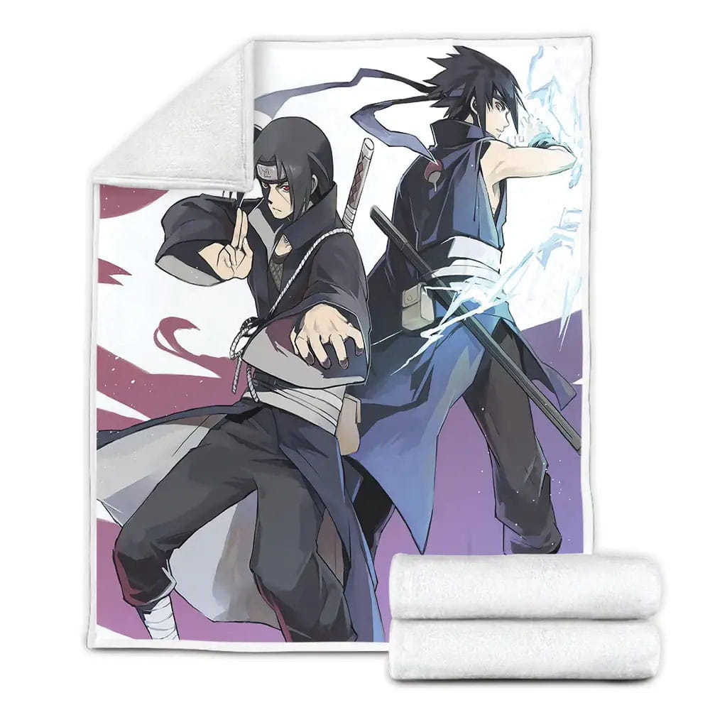 Sasuke Uchiha And Itachi Fighting Side By Side Fleece Blanket Gift For Christmas Thanksgiving Halloween