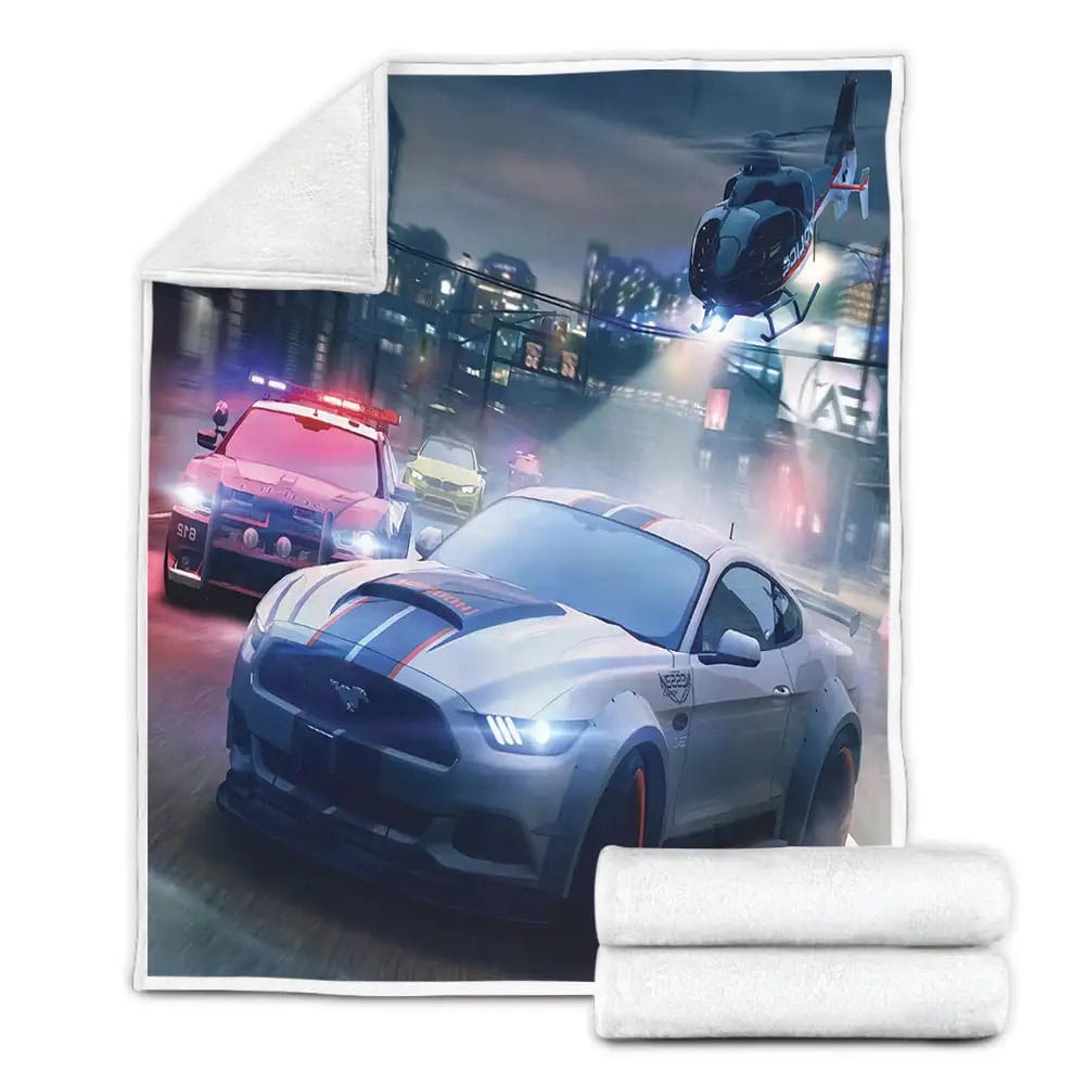 Need For Speed Escaping From The Police Fleece Blanket Gift For Birthday Halloween Christmas Thanksgiving