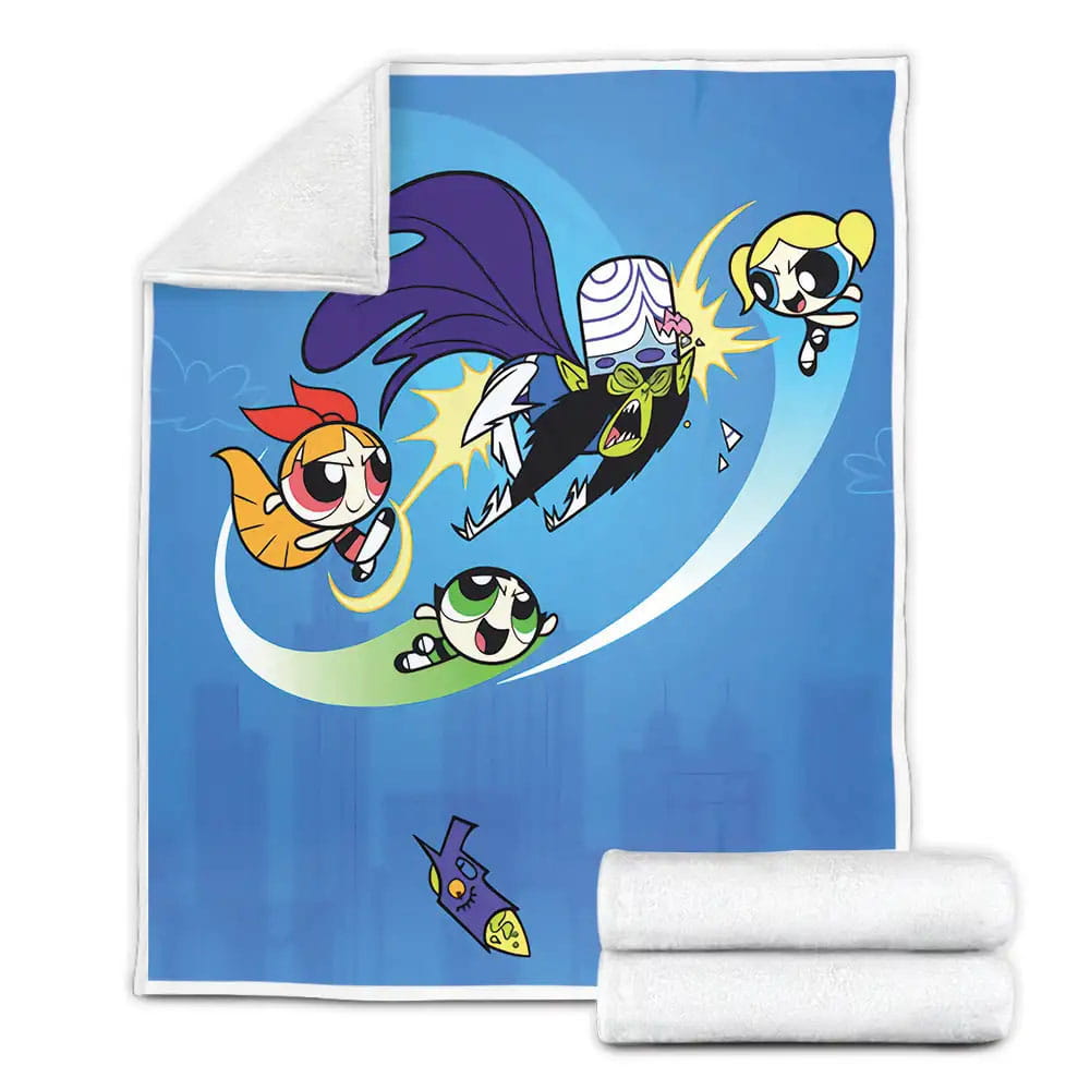 The Powerpuff Girls Defeating Mojo Jojo Fleece Blanket Gift For Birthday Halloween Christmas Thanksgiving