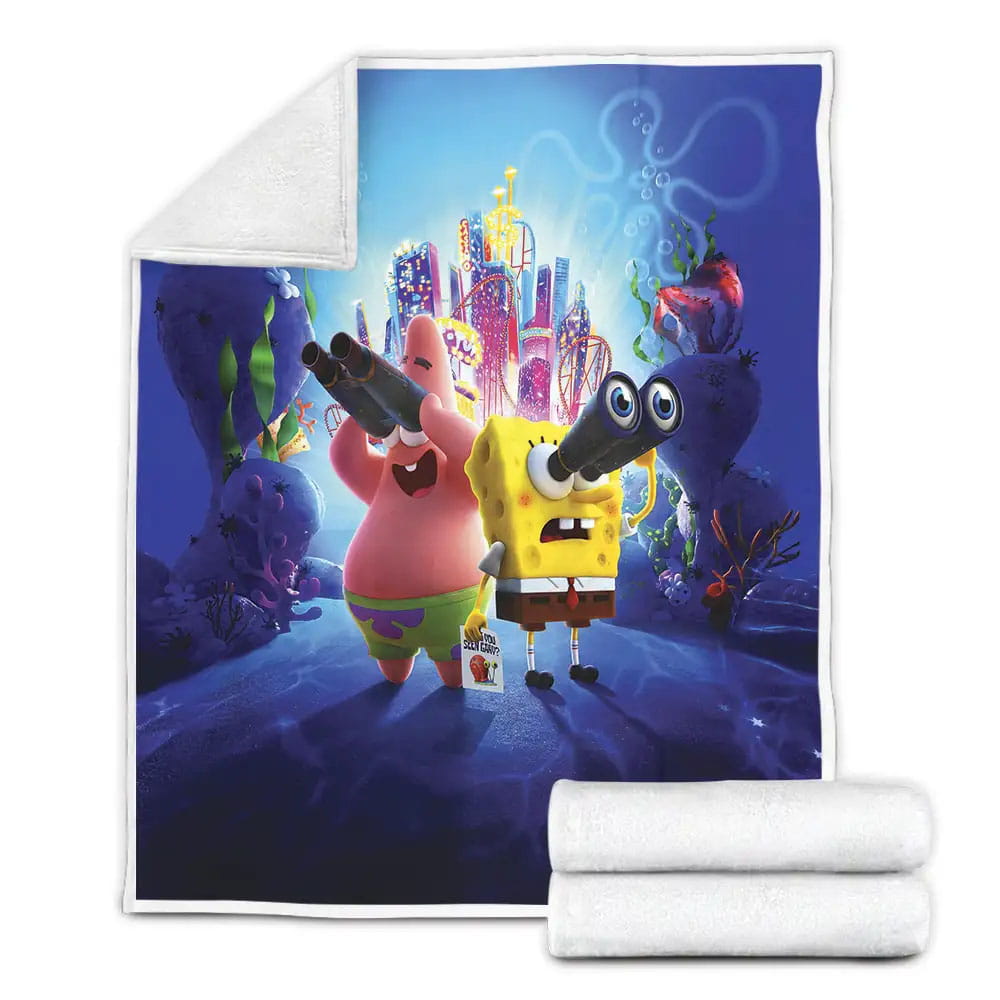 Spongebob Squarepants Looking For Gary Fleece Blanket Gift For Birthday Halloween Christmas Thanksgiving