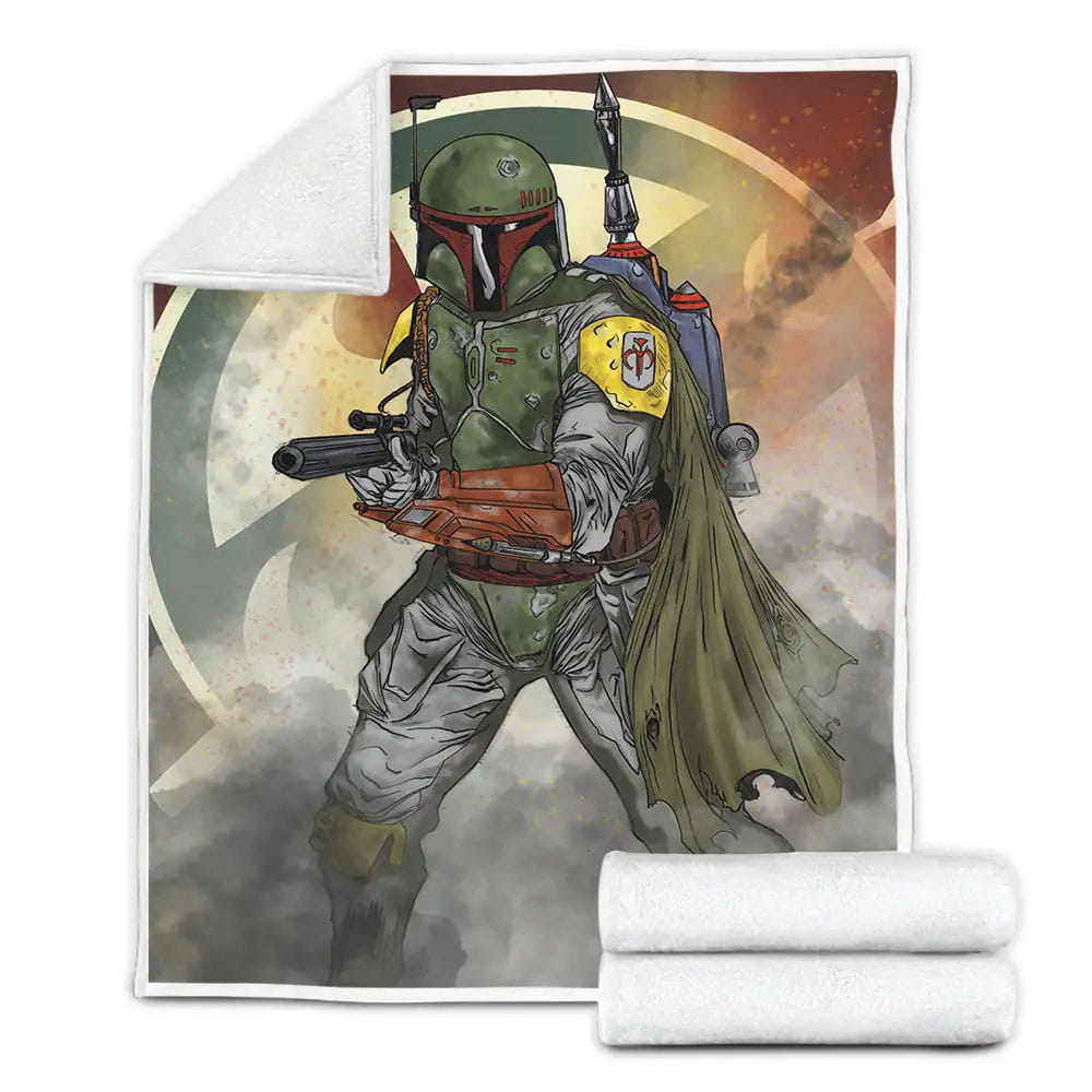 Star Wars Boba Fett The Bounty Hunter Painting Fleece Blanket Gift For Christmas Thanksgiving Halloween