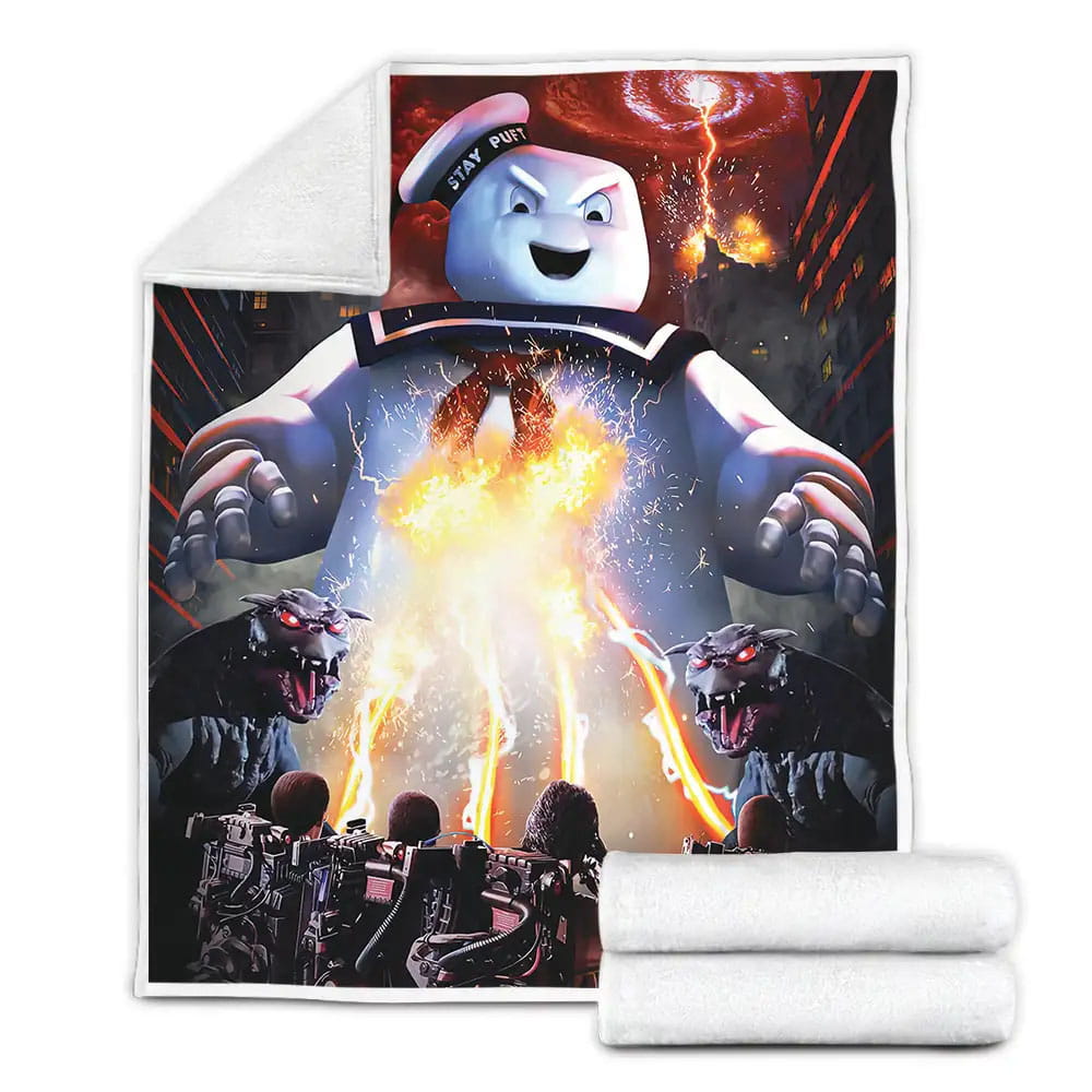 Ghostbusters Trying To Catch Stay Puft Marshmallow Man 3D Art Fleece Blanket Gift For Wife Husband Besties