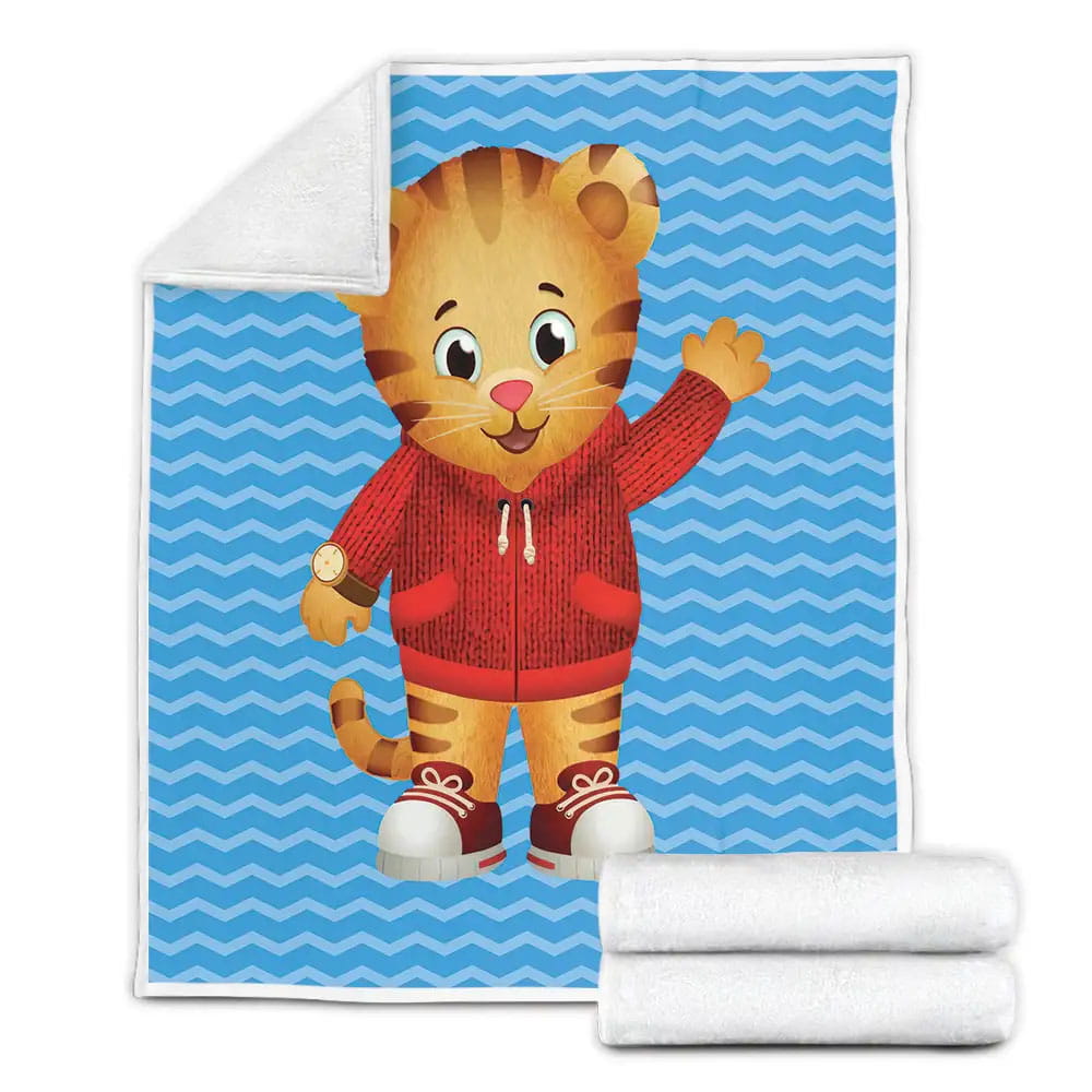 Daniel Tiger In Blue Waves Illustration Fleece Blanket Gift For Birthday Halloween Christmas Thanksgiving