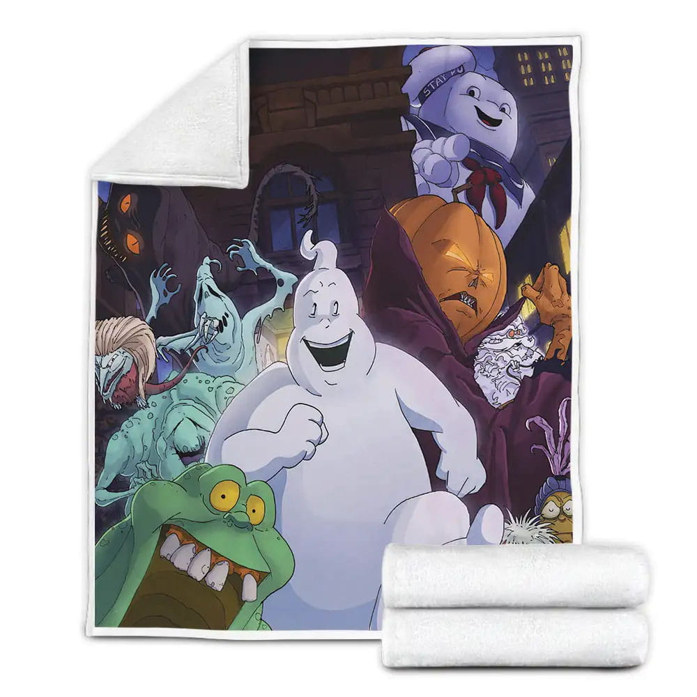 Ghostbusters All Ghosts In One Cartoon Artwork Fleece Blanket Gift For Christmas Thanksgiving Halloween