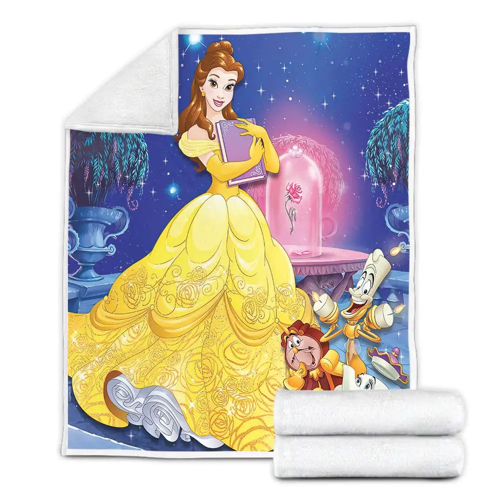 Disney Princess Belle And Her Friends In Beauty And The Beast Fleece Blanket Gift For Wife Husband Besties
