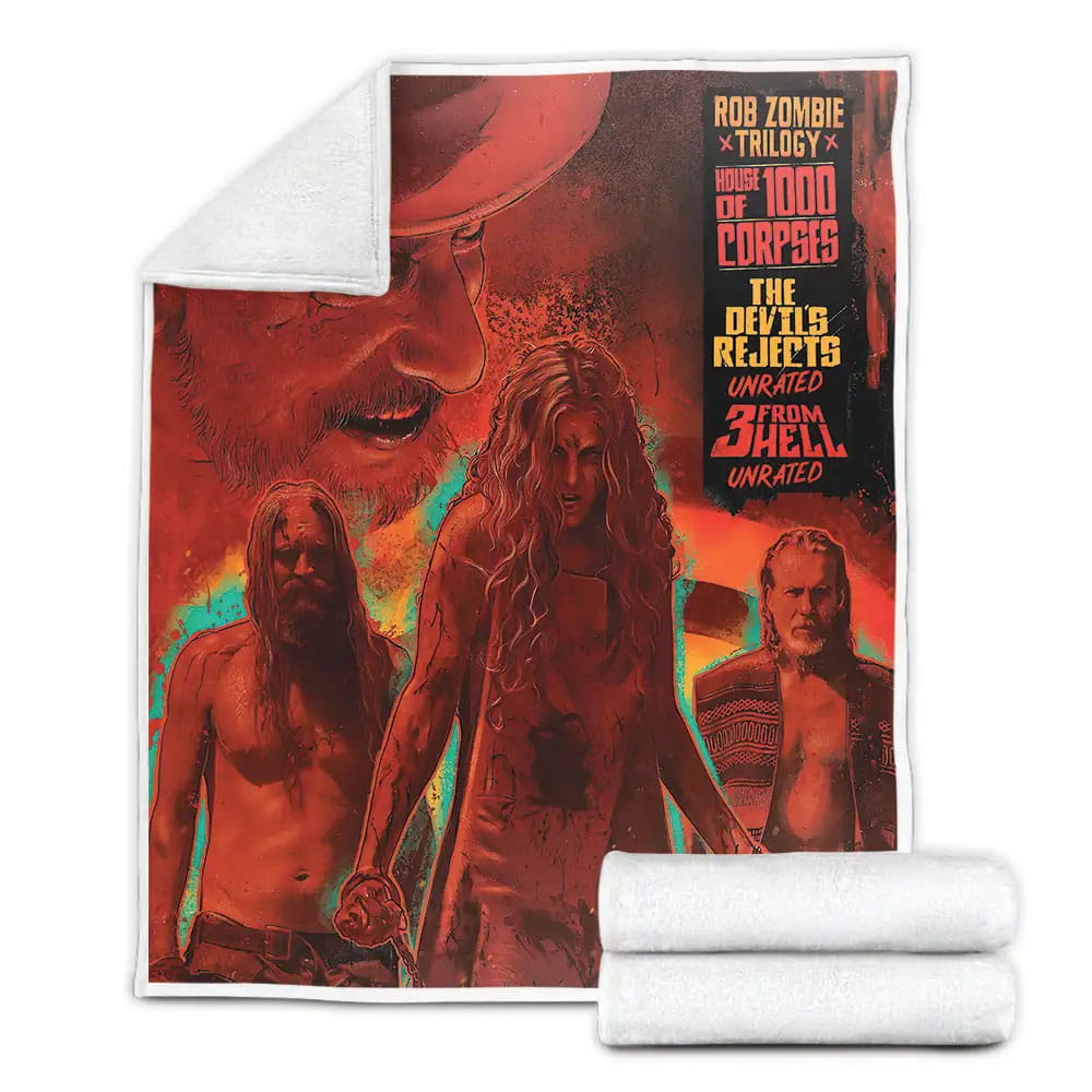 House Of 1000 Corpses 2003 The Devils Rejects Movie Poster Fleece Blanket Gift For Wife Husband Besties