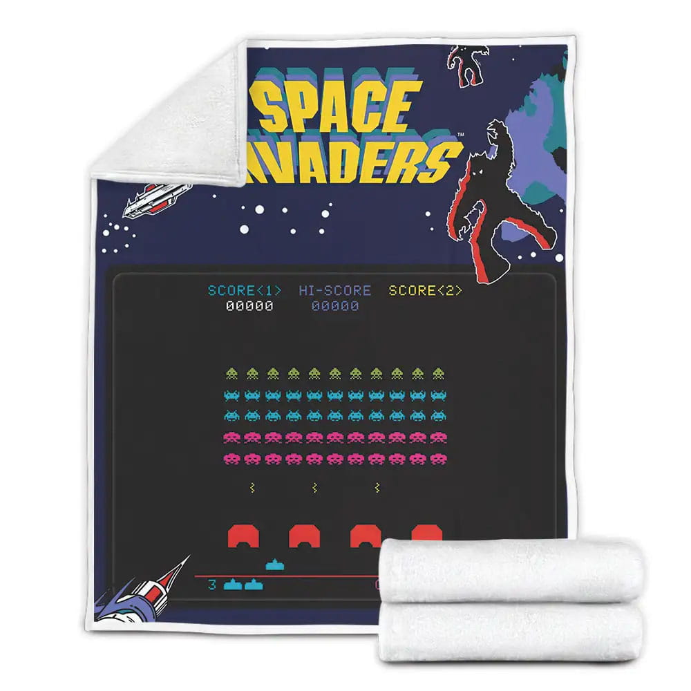 Space Invaders Deluxe Arcade Game Poster Fleece Blanket Gift For Birthday Halloween Christmas Thanksgiving