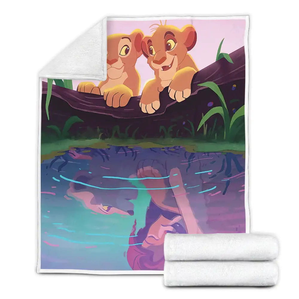 The Lion King Simba And Nala Reflections In Water Fleece Blanket Gift For Christmas Thanksgiving Halloween