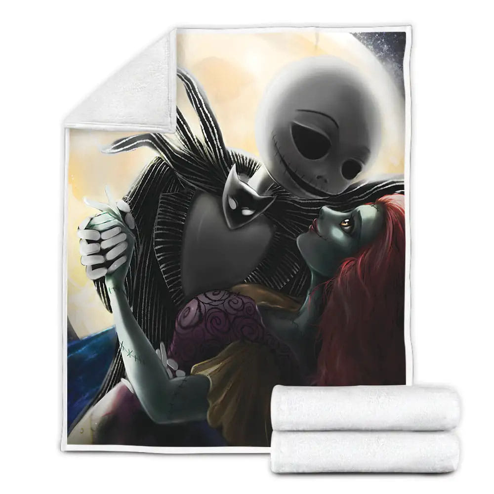The Nightmare Before Christmas Jack And Sally Dancing In A Masquerade Ball Fleece Blanket Perfect 