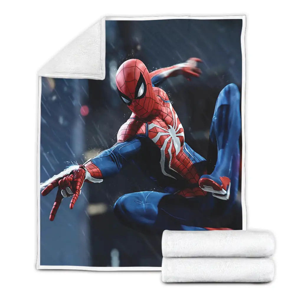 Spider Man Shooting Web In Advanced Suit Fleece Blanket Gift For Birthday Halloween Christmas Thanksgiving
