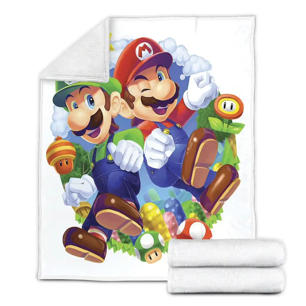 Super Mario And Luigi Digital Illustration Fleece Blanket Gift For Birthday Halloween Christmas Thanksgiving
