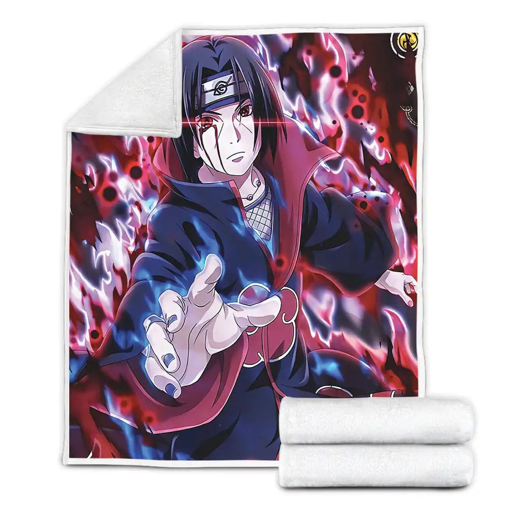 Akatsuki Itachi Amaterasu Flame Artwork Fleece Blanket Gift For Birthday Halloween Christmas Thanksgiving