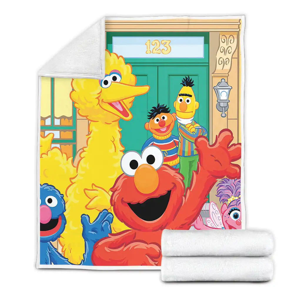 Sesame Street Irvin In The Waste Basket Fleece Blanket Gift For Birthday Halloween Christmas Thanksgiving