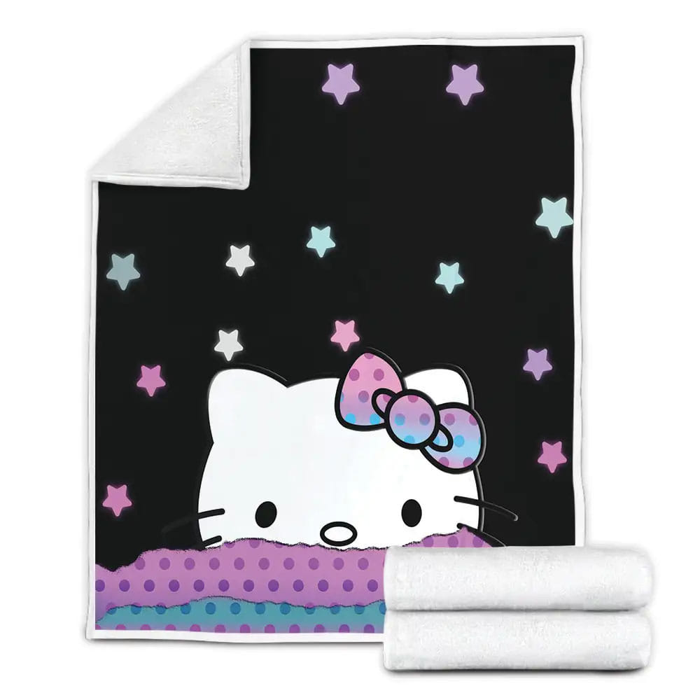Hello Kitty Under The Sky Full Of Starss Fleece Blanket Gift For Birthday Halloween Christmas Thanksgiving
