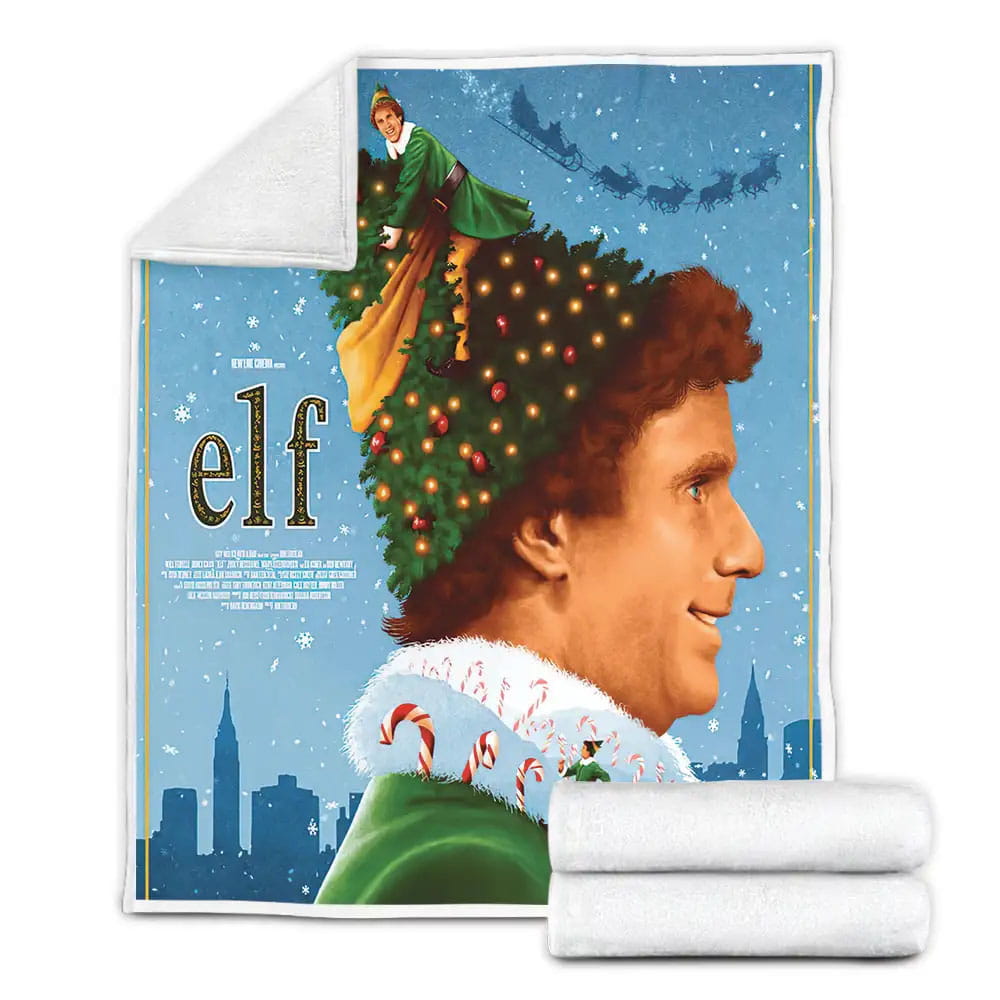 Elf 2003 Movie Elf Side Profile Poster Fleece Blanket Gift For Birthday Halloween Christmas Thanksgiving