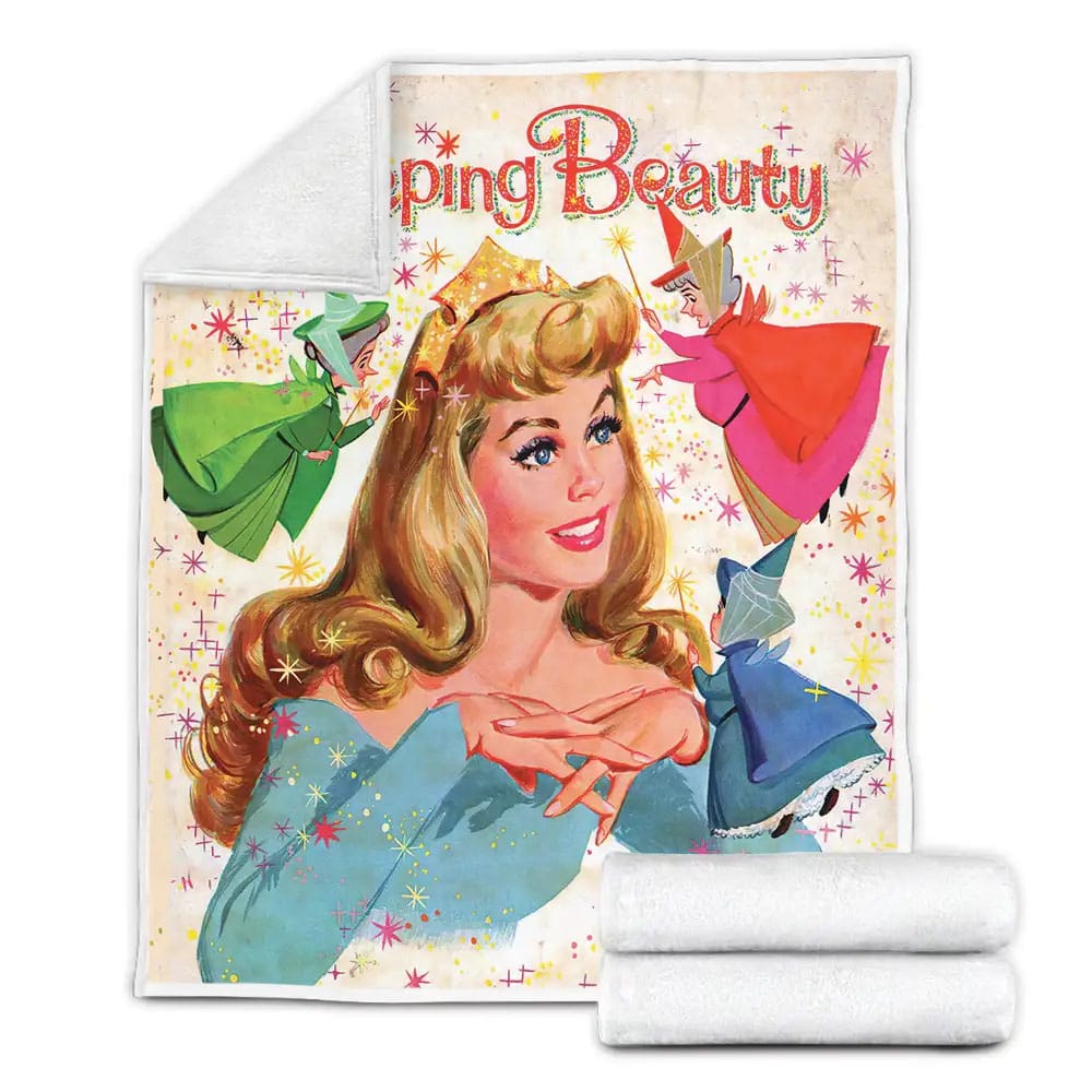 Disney Princess Aurora And Three Good Fairies In Vintage Style Fleece Blanket Gift For Wife Husband Besties