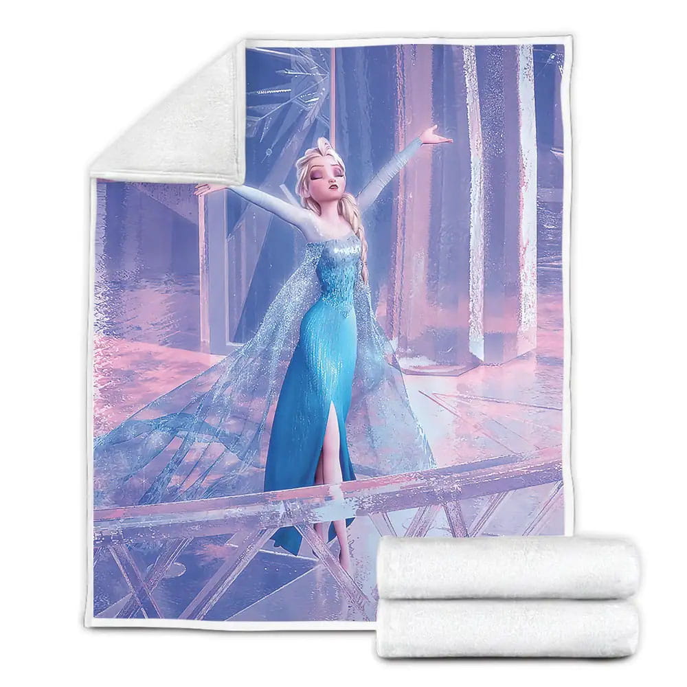 Disney Frozen Elsa In Her Own Ice Castle Fleece Blanket Gift For Birthday Halloween Christmas Thanksgiving