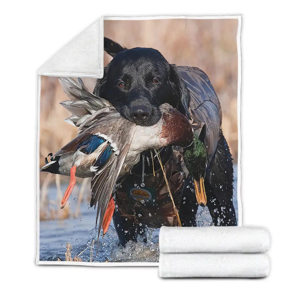 Hunting The Hound Keeping Duck In Mouth Fleece Blanket Gift For Birthday Halloween Christmas Thanksgiving