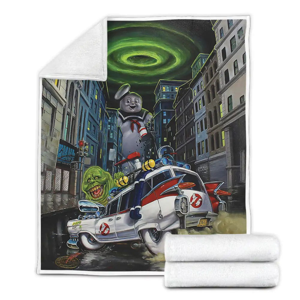Ghostbusters Ghosts Attacking Ectomobile Fleece Blanket Gift For Birthday Halloween Christmas Thanksgiving