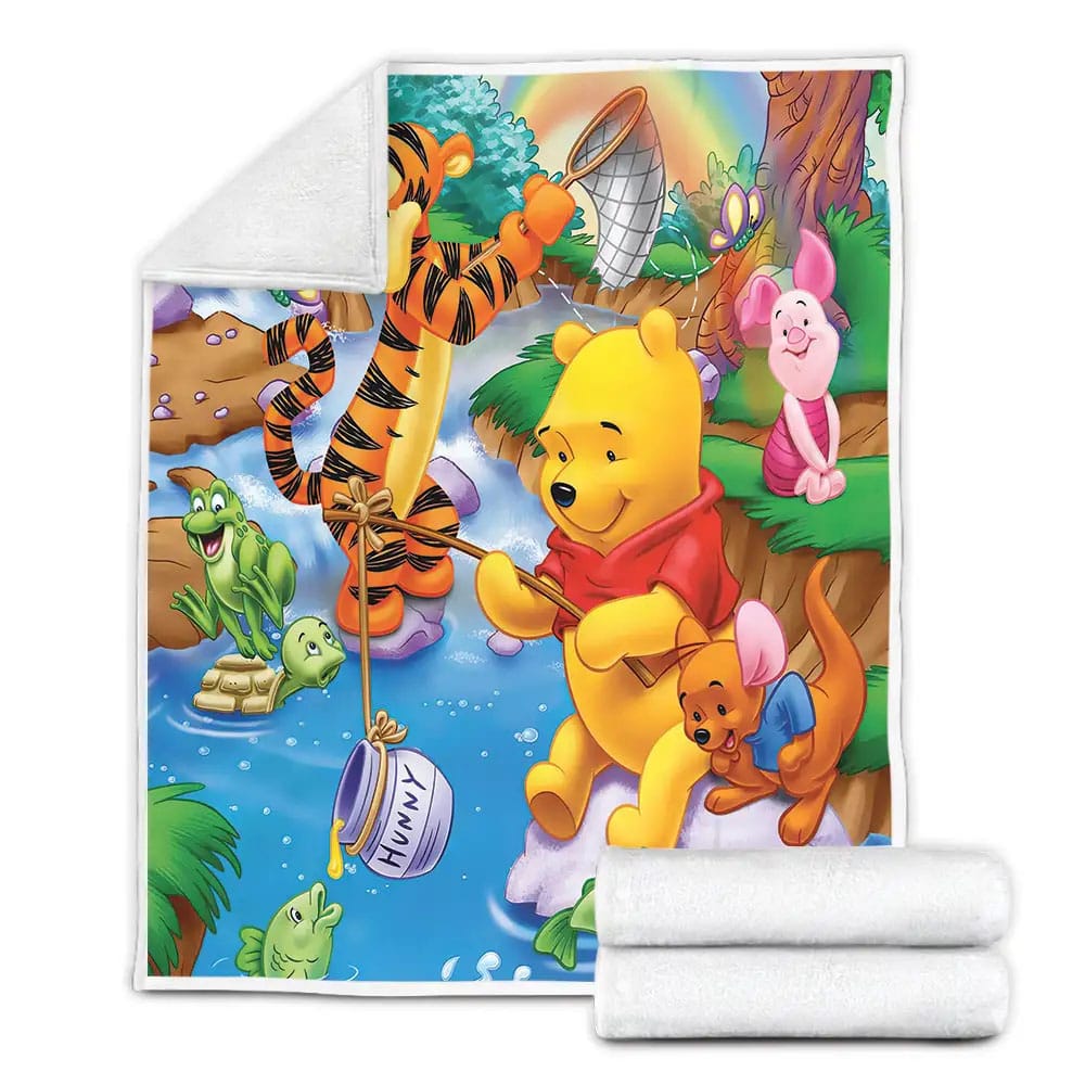 Disney Winnie The Pooh And Friends In The Streams Fleece Blanket Gift For Christmas Thanksgiving Halloween