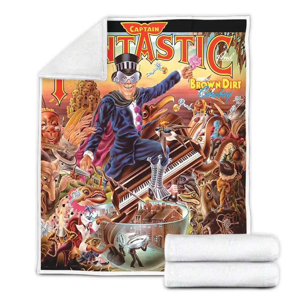 Elton John Captain Fantastic Album Cover Fleece Blanket Gift For Birthday Halloween Christmas Thanksgiving