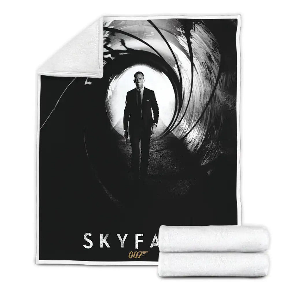 Skyfall 2012 James Bond In Black Tunnel Poster Fleece Blanket Gift For Christmas Thanksgiving Halloween