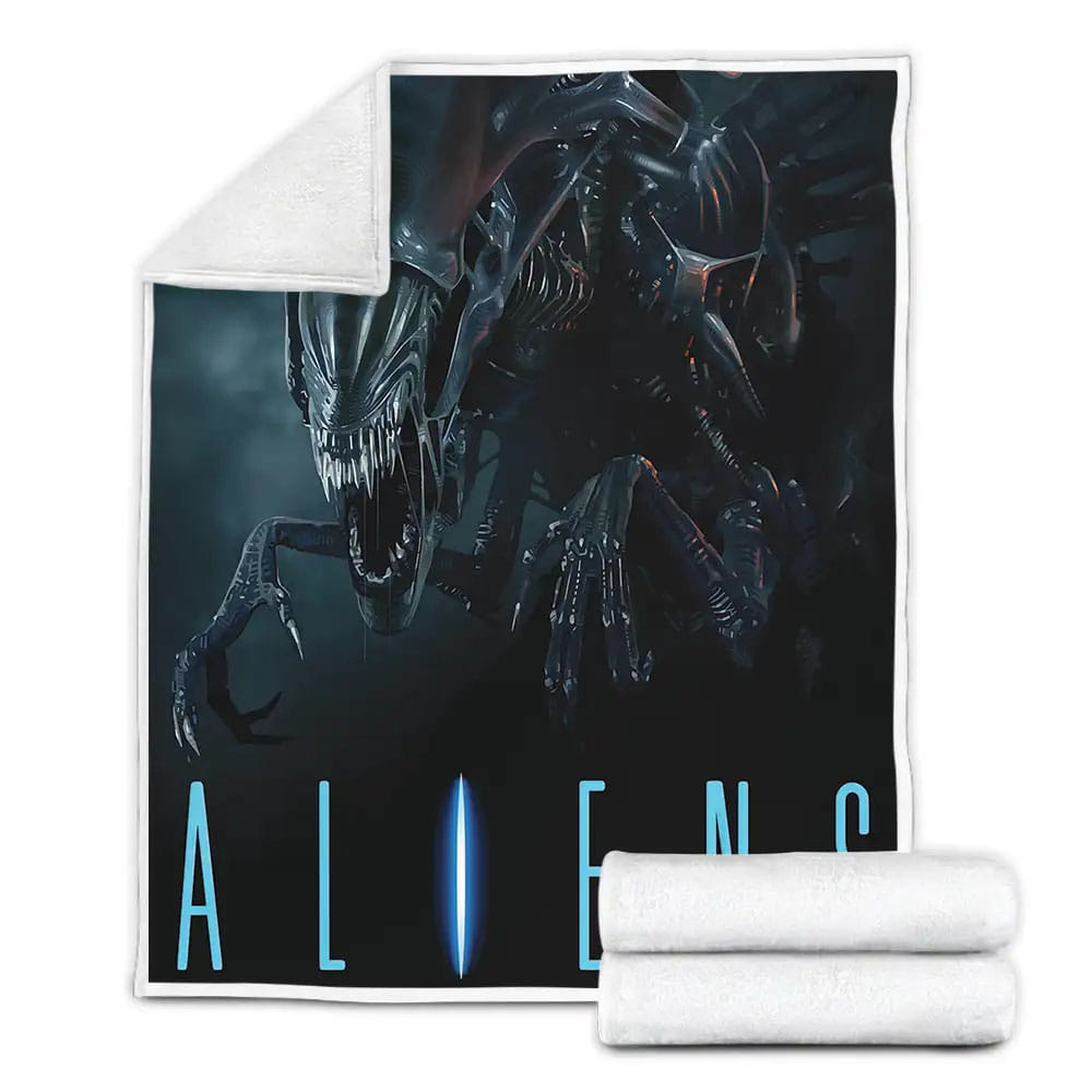 Aliens Xenomorph 3D Digital Illustration Fleece Blanket Gift For Birthday Halloween Christmas Thanksgiving