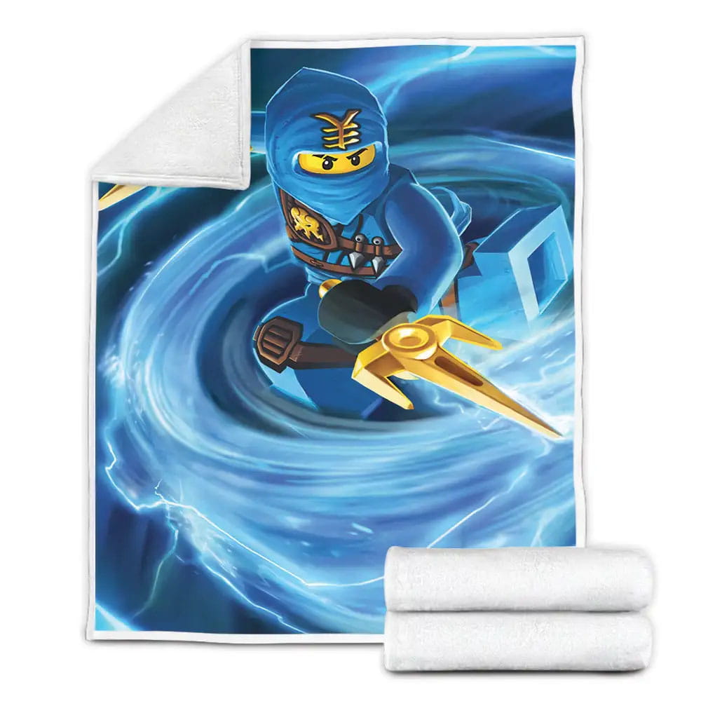 Ninjago Jay And The Golden Weapon Of Spinjitzu Digital Painting Fleece Blanket Gift For Wife Husband Besties