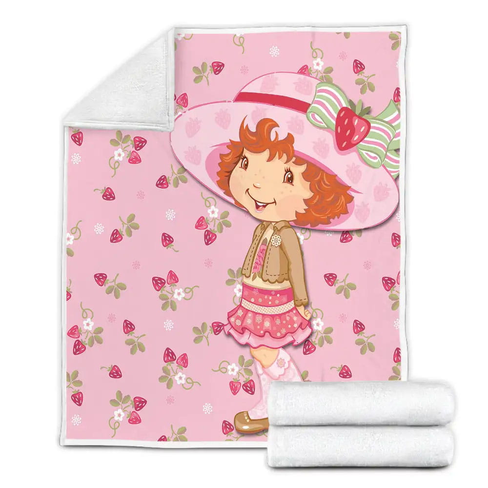 Strawberry Shortcake In Original Clothes In Pink Fleece Blanket Gift For Christmas Thanksgiving Halloween