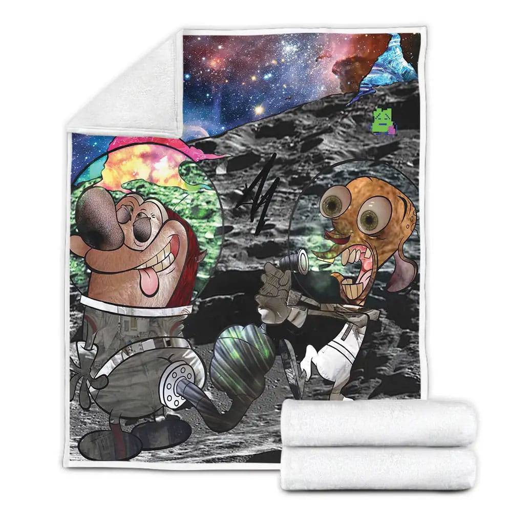 The Ren And Stimpy Show Farting Astronaut Fleece Blanket Gift For Birthday Halloween Christmas Thanksgiving