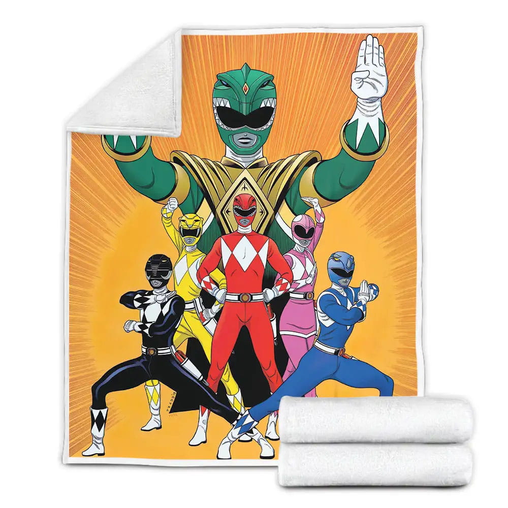 Power Rangers Team Formation In Comic Art Fleece Blanket Gift For Birthday Halloween Christmas Thanksgiving
