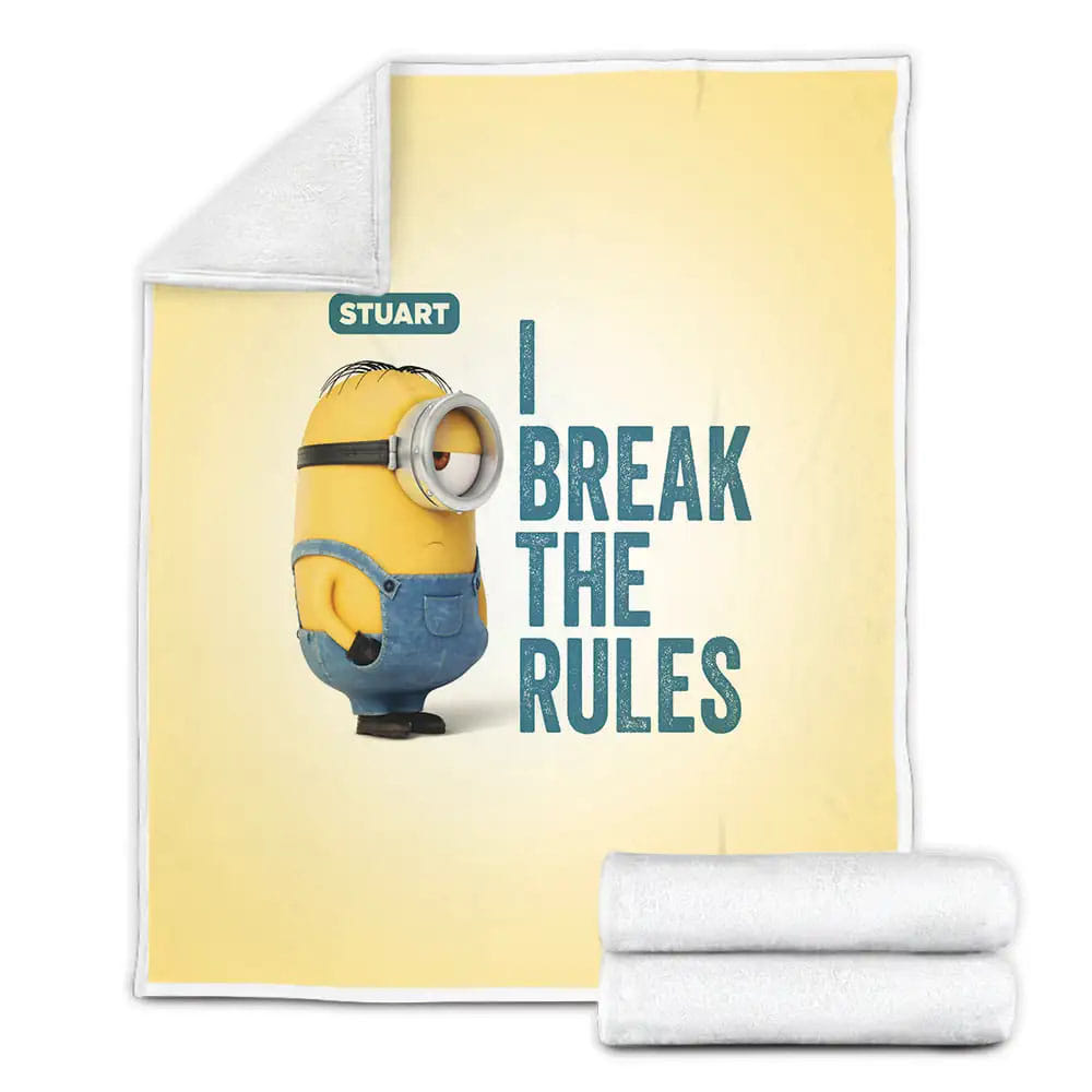 Minion In Despicable Me I Break The Rule Fleece Blanket Gift For Birthday Halloween Christmas Thanksgiving