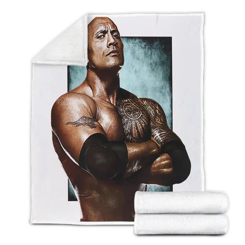 Dwayne the Rock Johnson Digital Drawing Fleece Blanket Gift For Birthday Halloween Christmas Thanksgiving