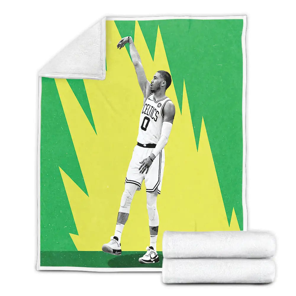 Boston Celtics Jayson Tatum Shooting Form Fleece Blanket Gift For Birthday Halloween Christmas Thanksgiving