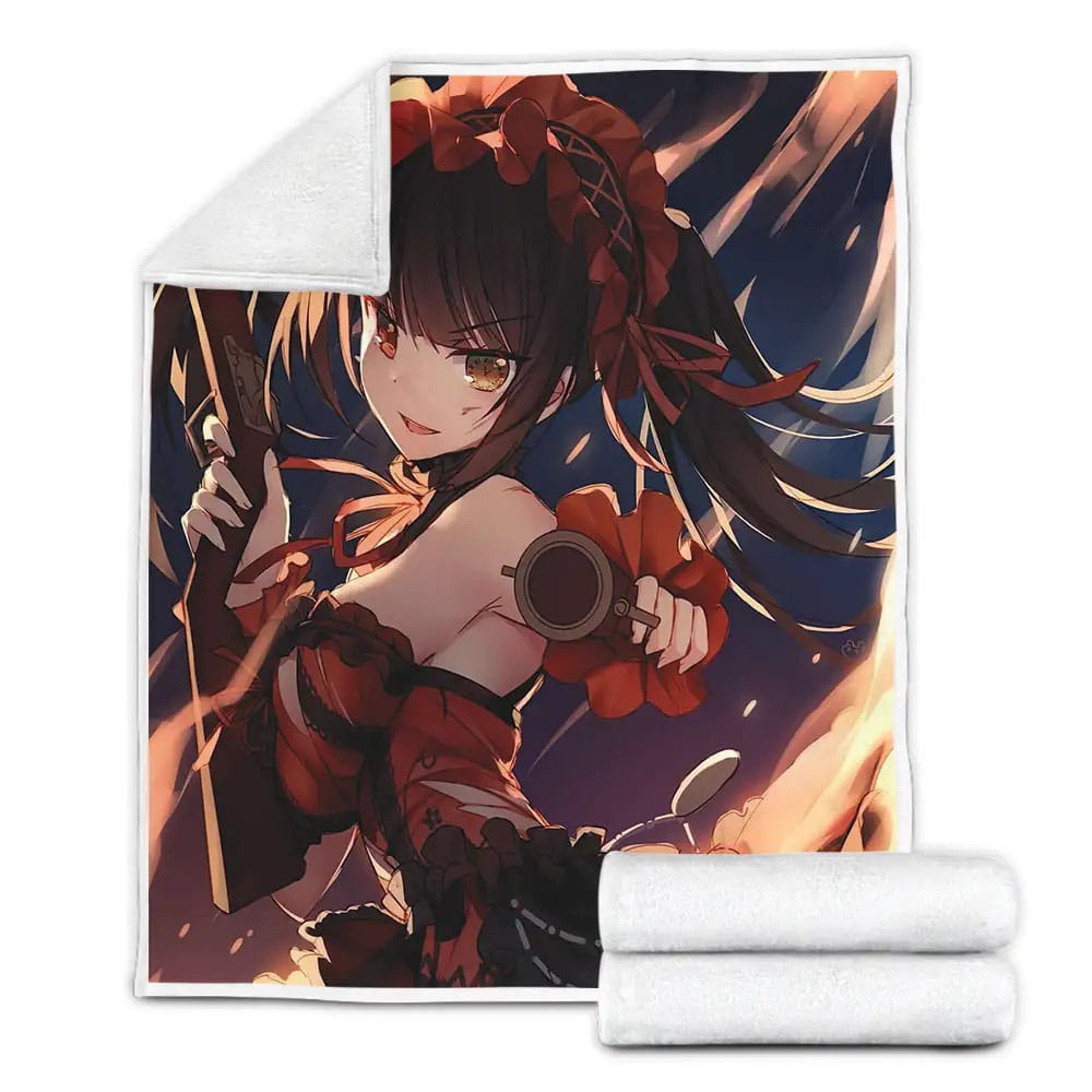 Date A Live Kurumi Tokisaki In The Battle Fleece Blanket Gift For Birthday Halloween Christmas Thanksgiving