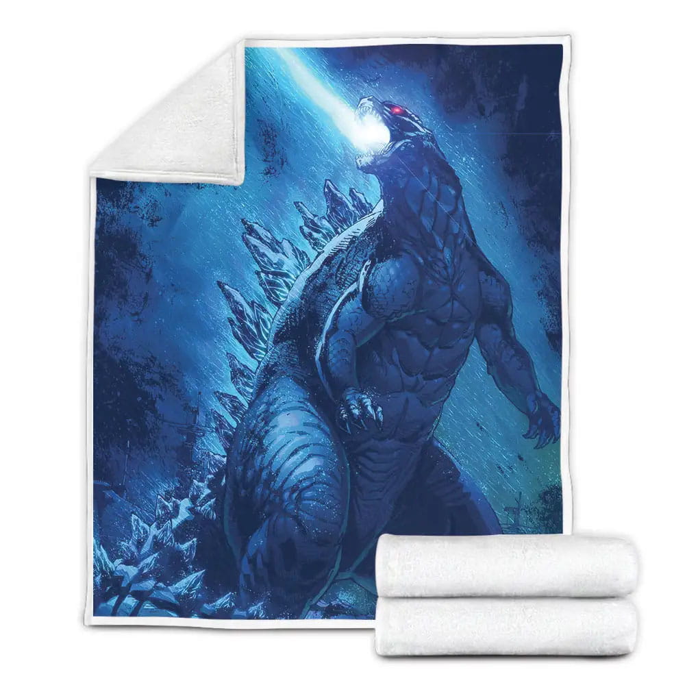 Godzilla Releases Atomic Breath Digital Painting Fleece Blanket Gift For Christmas Thanksgiving Halloween