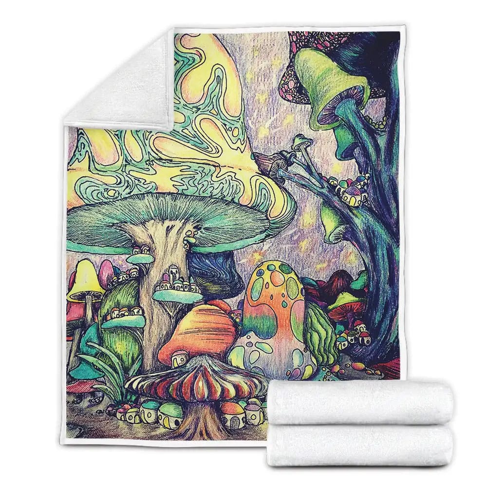 Colorful Trippy Mushroom Perfect Gifts For Mushroom Lover Gifts Fleece Blanket Gift For Wife Husband Besties