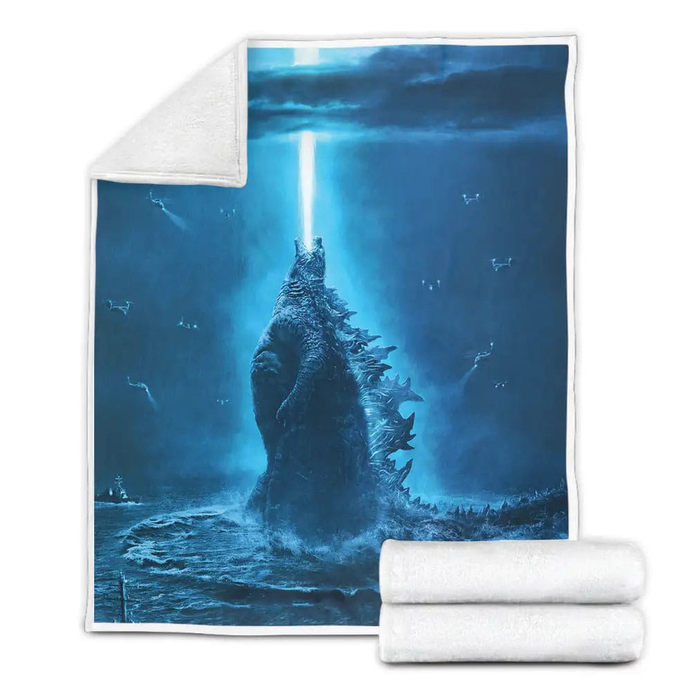Godzilla Releases Atomic Breath In The Sky Fleece Blanket Gift For Birthday Halloween Christmas Thanksgiving