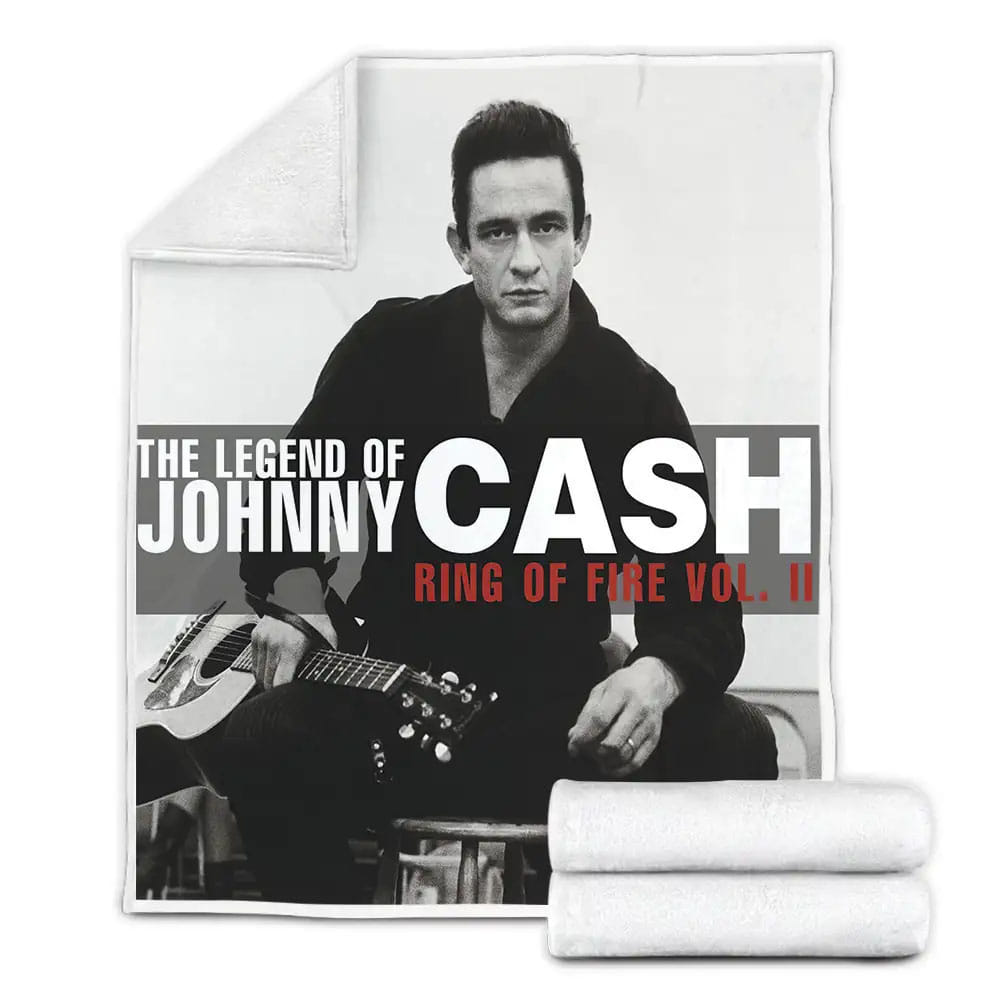 Johnny Cash Ring Of Fire Vol 2 Album Cover Fleece Blanket Gift For Birthday Halloween Christmas Thanksgiving