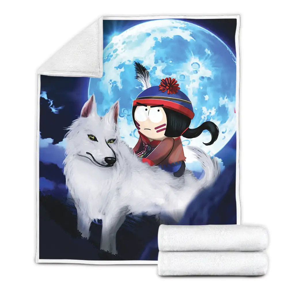 South Park Stan Of Many Moons Riding On White Fox Fleece Blanket Gift For Christmas Thanksgiving Halloween