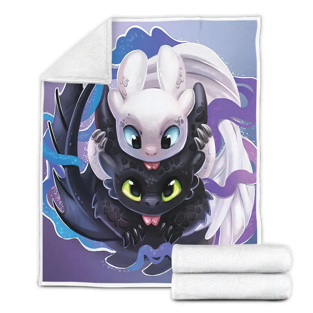 How To Train Your Dragon Toothless And Light Fury Fleece Blanket Gift For Christmas Thanksgiving Halloween