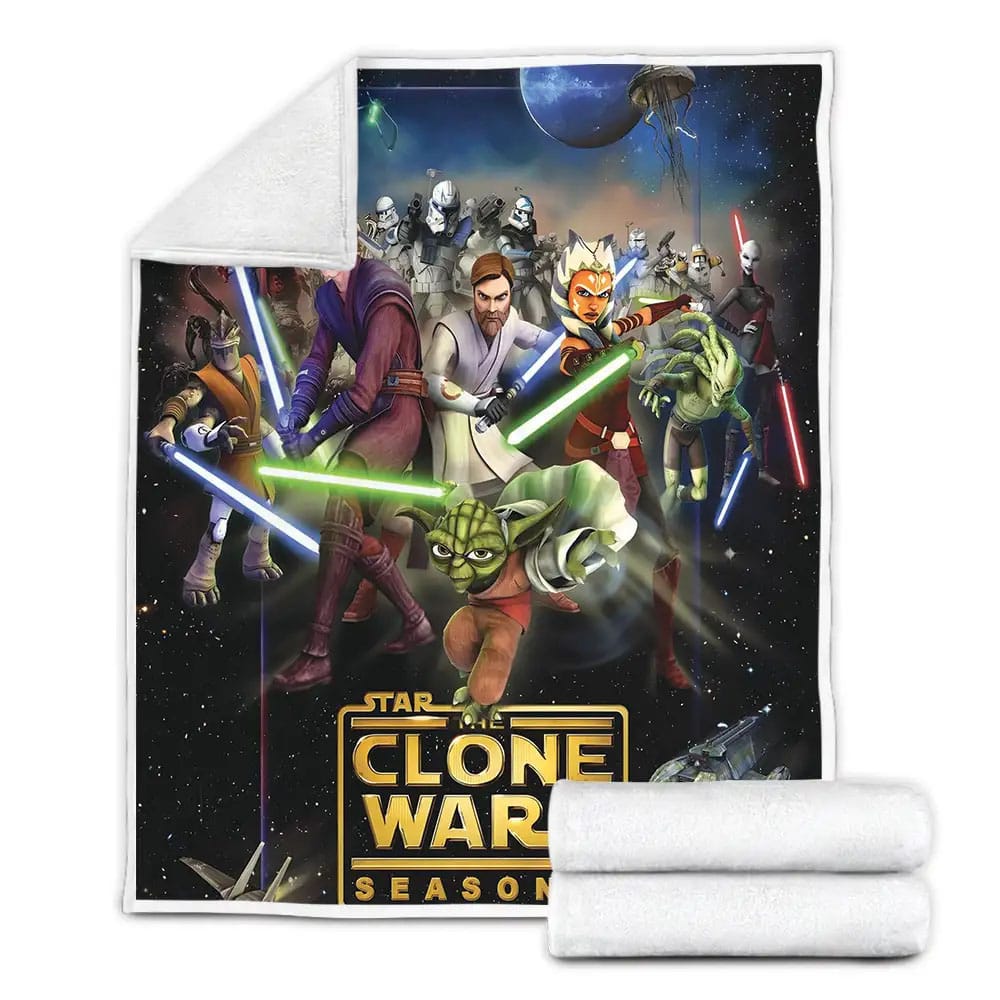 Star Wars The Clone Wars 2008-2020 Movie Poster Fleece Blanket Gift For Christmas Thanksgiving Halloween