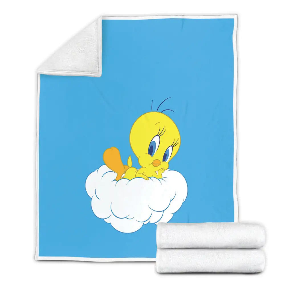 Tweety From Looney Tunes Lying On The Cloud Fleece Blanket Gift For Birthday Halloween Christmas Thanksgiving