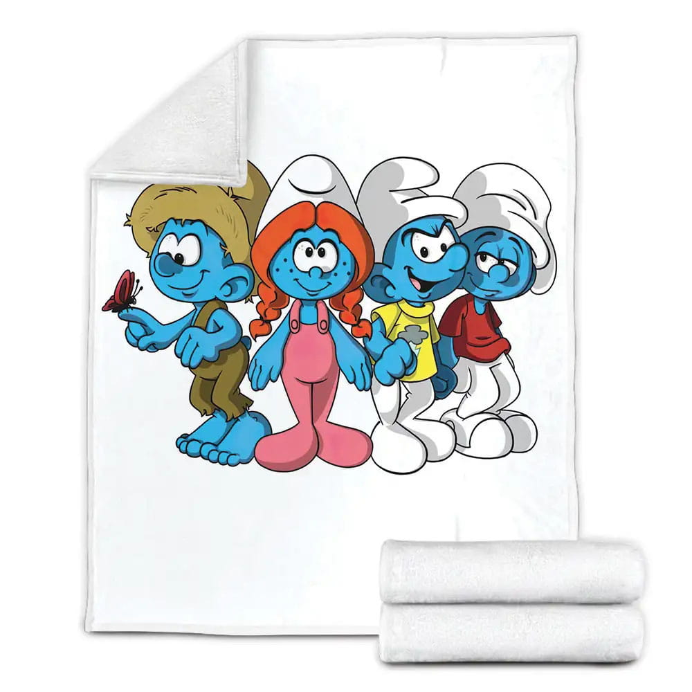 The Smurfs Characters Grown Up Illustration Fleece Blanket Gift For Birthday Halloween Christmas Thanksgiving