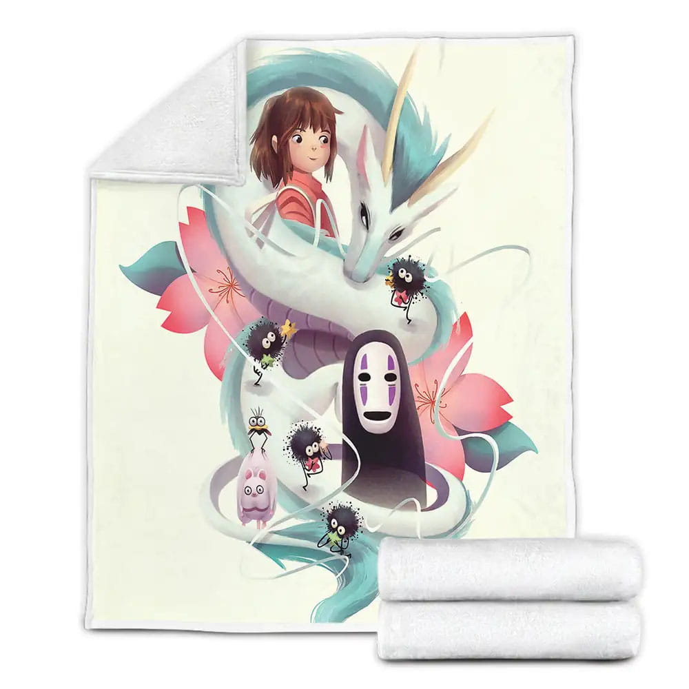 Spirited Away Characters In Digital Artwork Fleece Blanket Gift For Birthday Halloween Christmas Thanksgiving