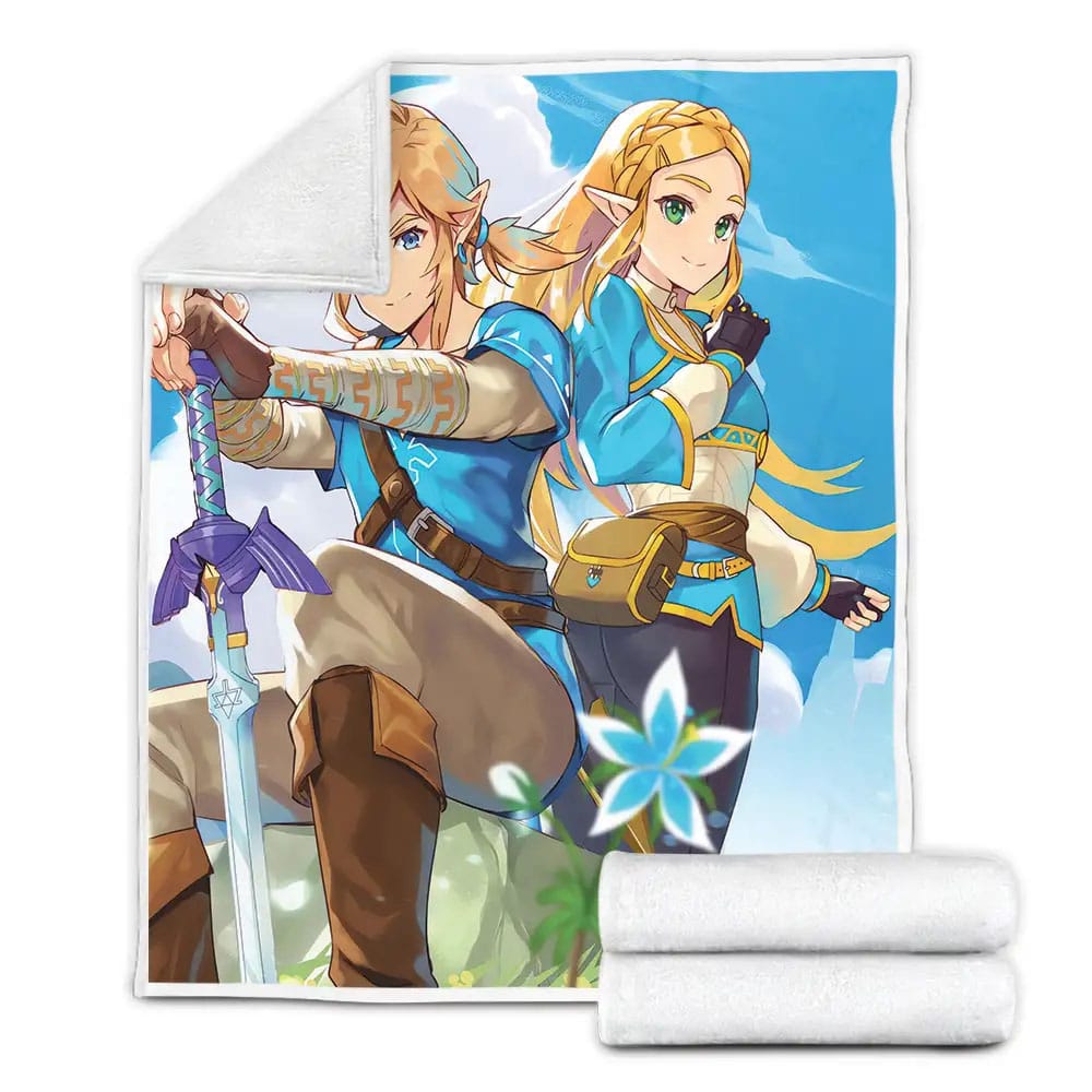 The Legend Of Zelda Link And The Princess Of Zelda Fleece Blanket Gift For Christmas Thanksgiving Halloween